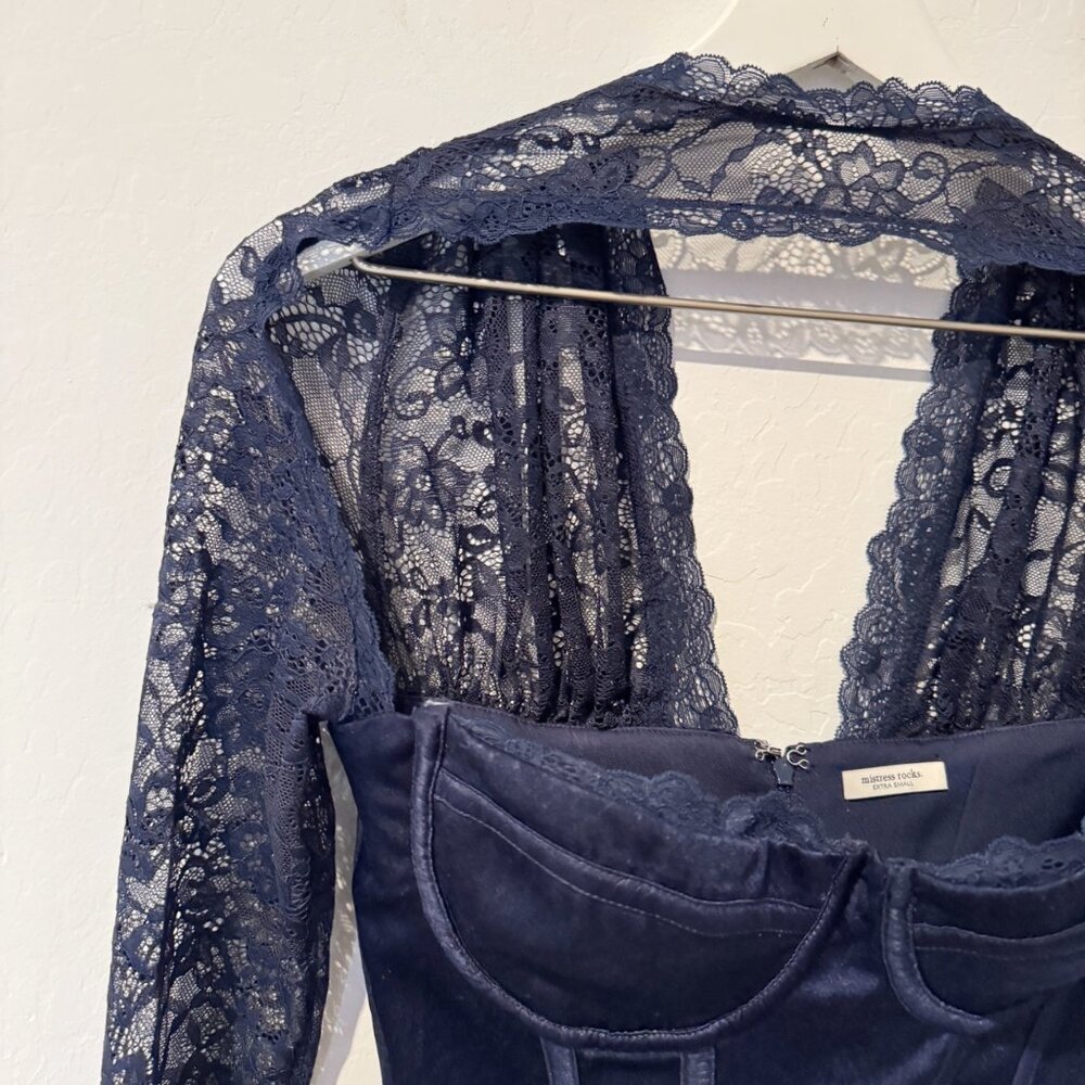 Mistress Rocks House Of CB Corset XS Navy Coquette Romantic Gothic Clubwear Top - Picture 6 of 13